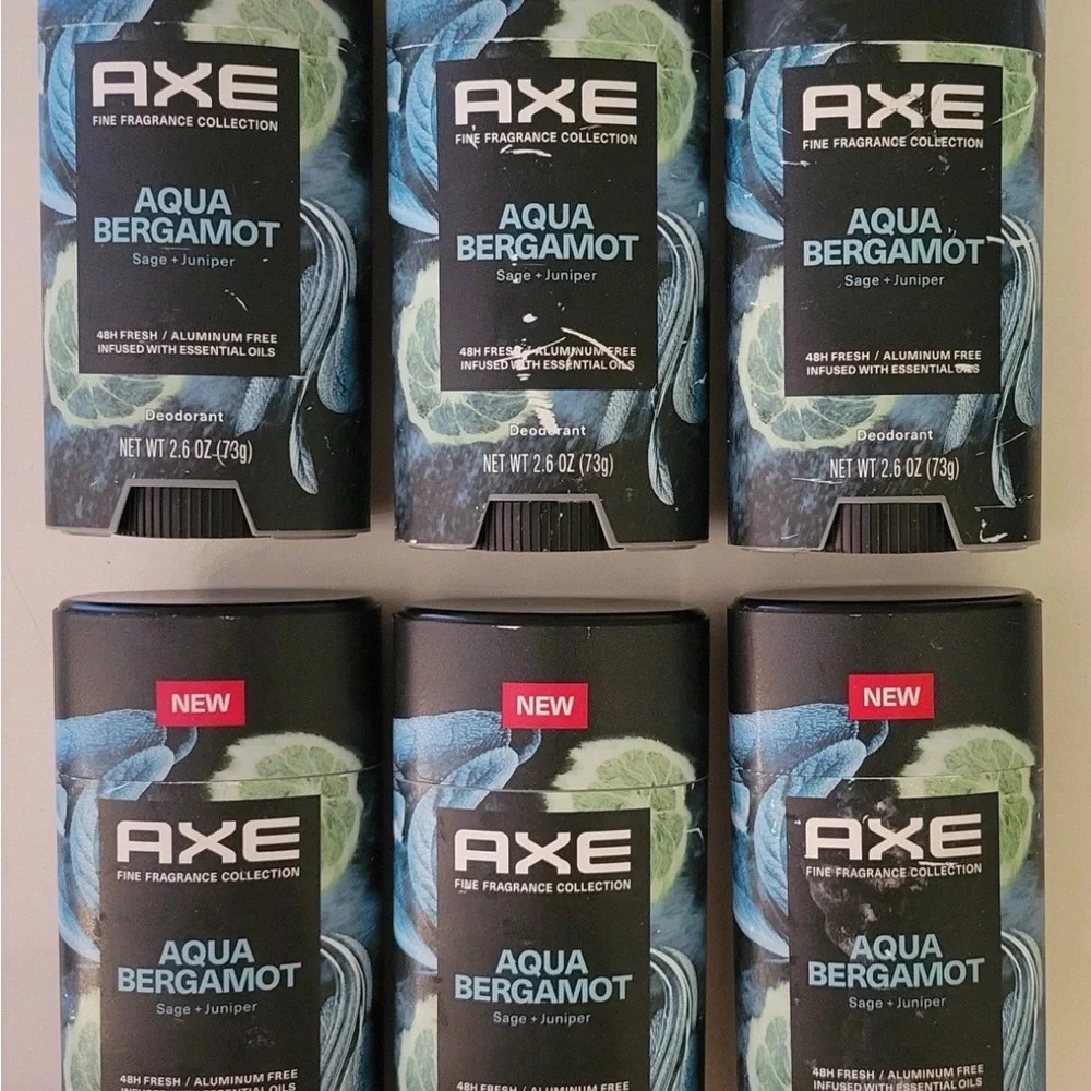 6 Axe Fine Fragrance Collection Deodorant Aqua Bergamot 2.6oz Aluminum Free