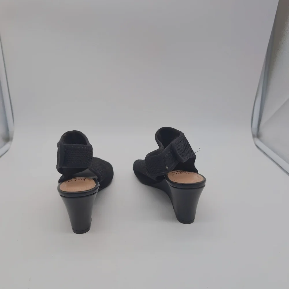 Impo Strech Elegant Black Wedge Sandals Murelle Sz 7