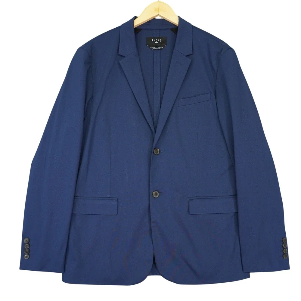 Rhone Commuter Blazer Mens Large Blue Performance Stretch Travel Sport Jacket