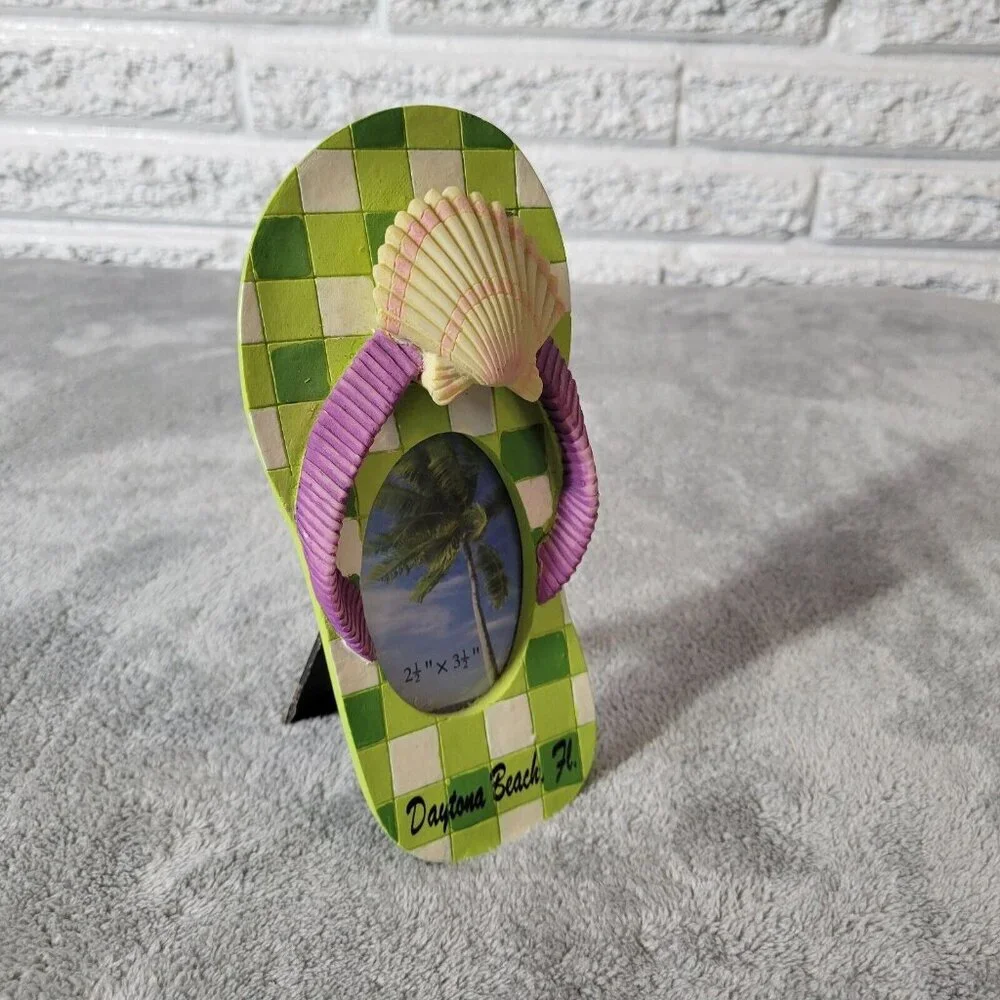 Daytona Beach Florida Flip Flop Photo Frame 2x3 3D Seashell Beach Souvenir S84E
