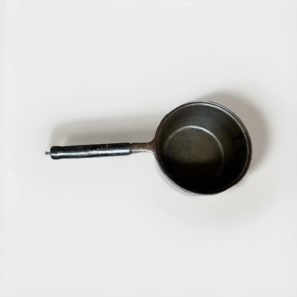 Vintage Cast Iron 2 Qt Saucepan No 6 Wood Handle‎ Removable Handle Seasoned