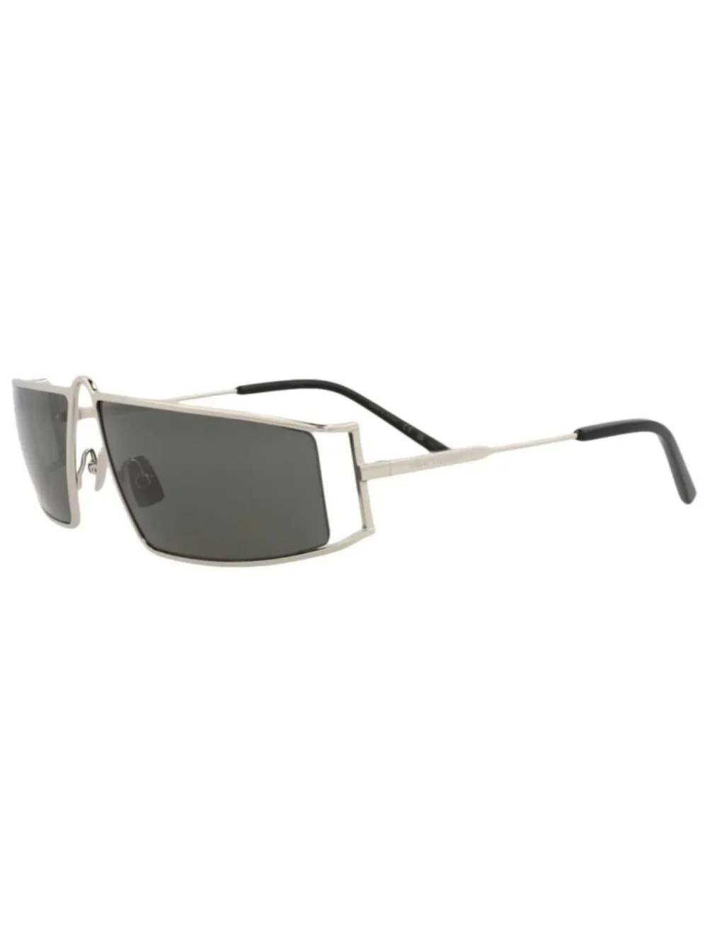 New Saint Laurent Women's Sunglasses Square Rectangle Metal Frame Silver Silver