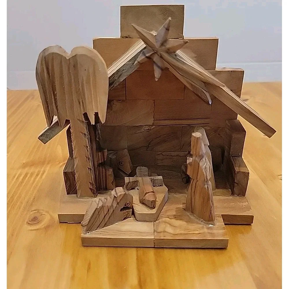 Hand Carved Olive Wood Nativity Scene‎ From The Holy Land Christmas Decor