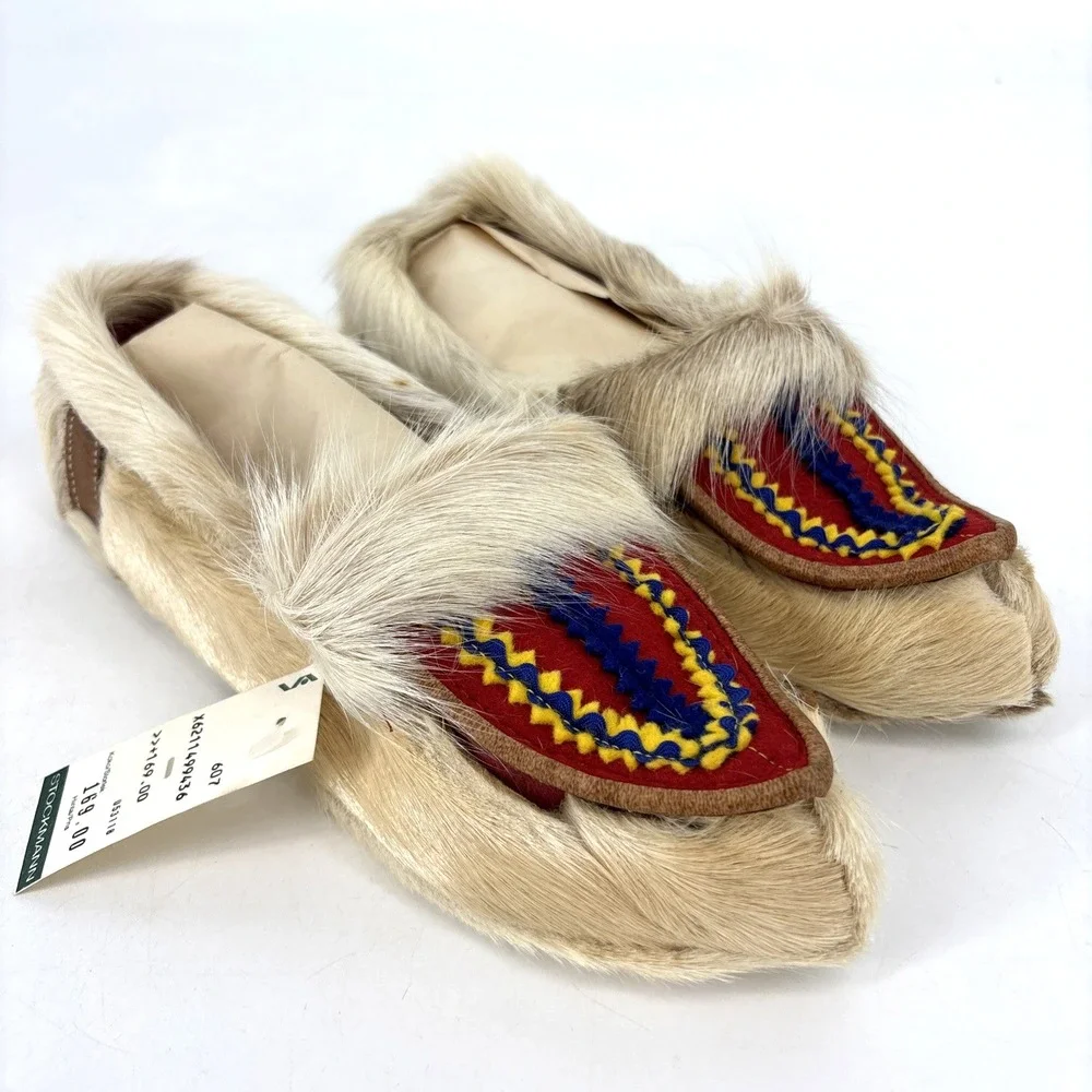 Norwegian Saami Fur Reindeer Nutuka Lapland Mocassins REPAIR Vintage 37 / 6.5 US