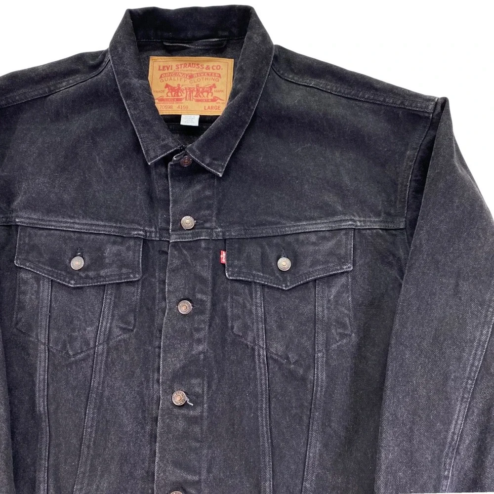 Levi's Denim Trucker Jacket Mens Large Black 70598-4159 Relaxed Fit Vintage 90's