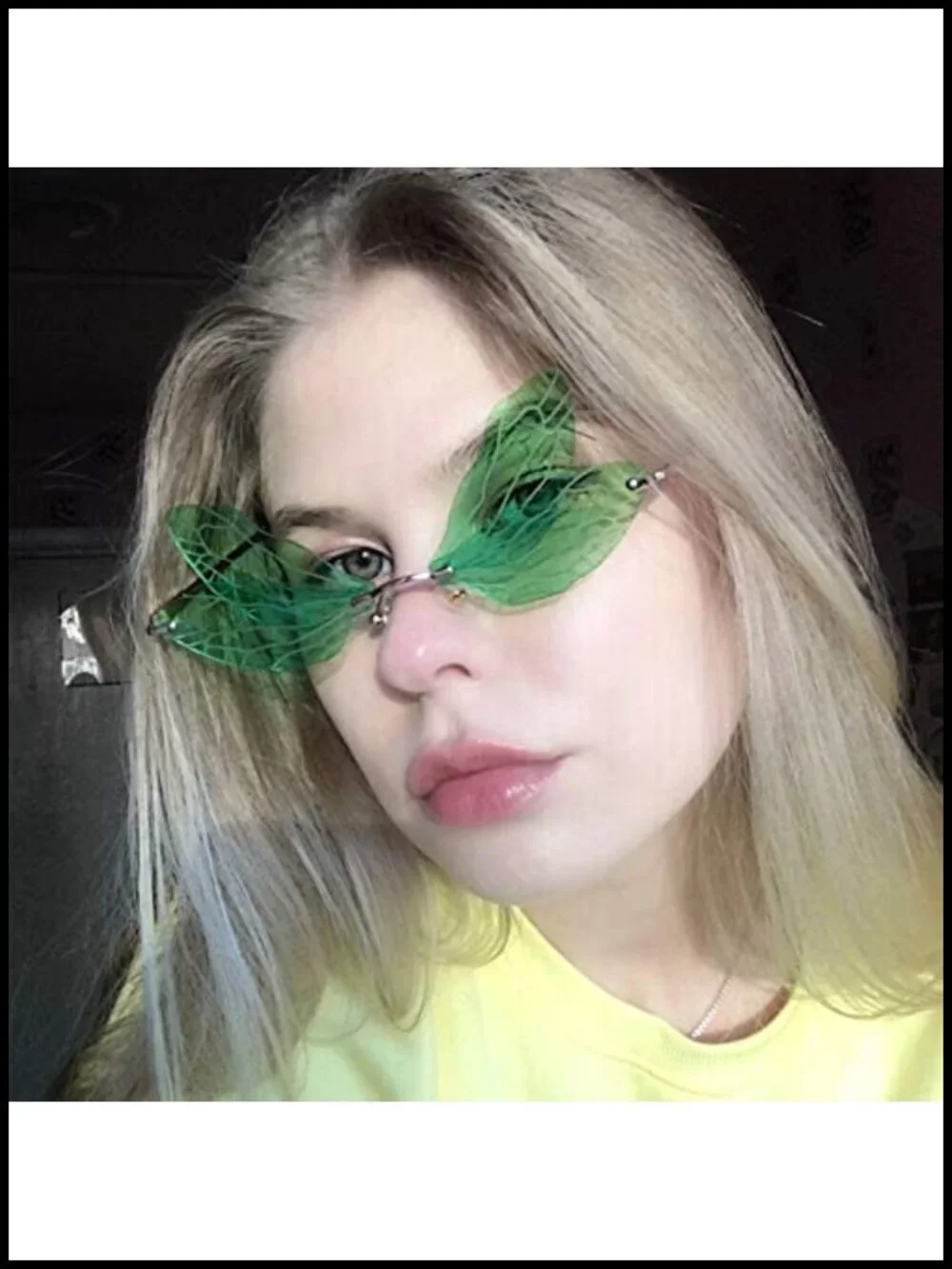 Rimless Dragonfly Wing Sunglasses UV400 Metal Frame Unisex