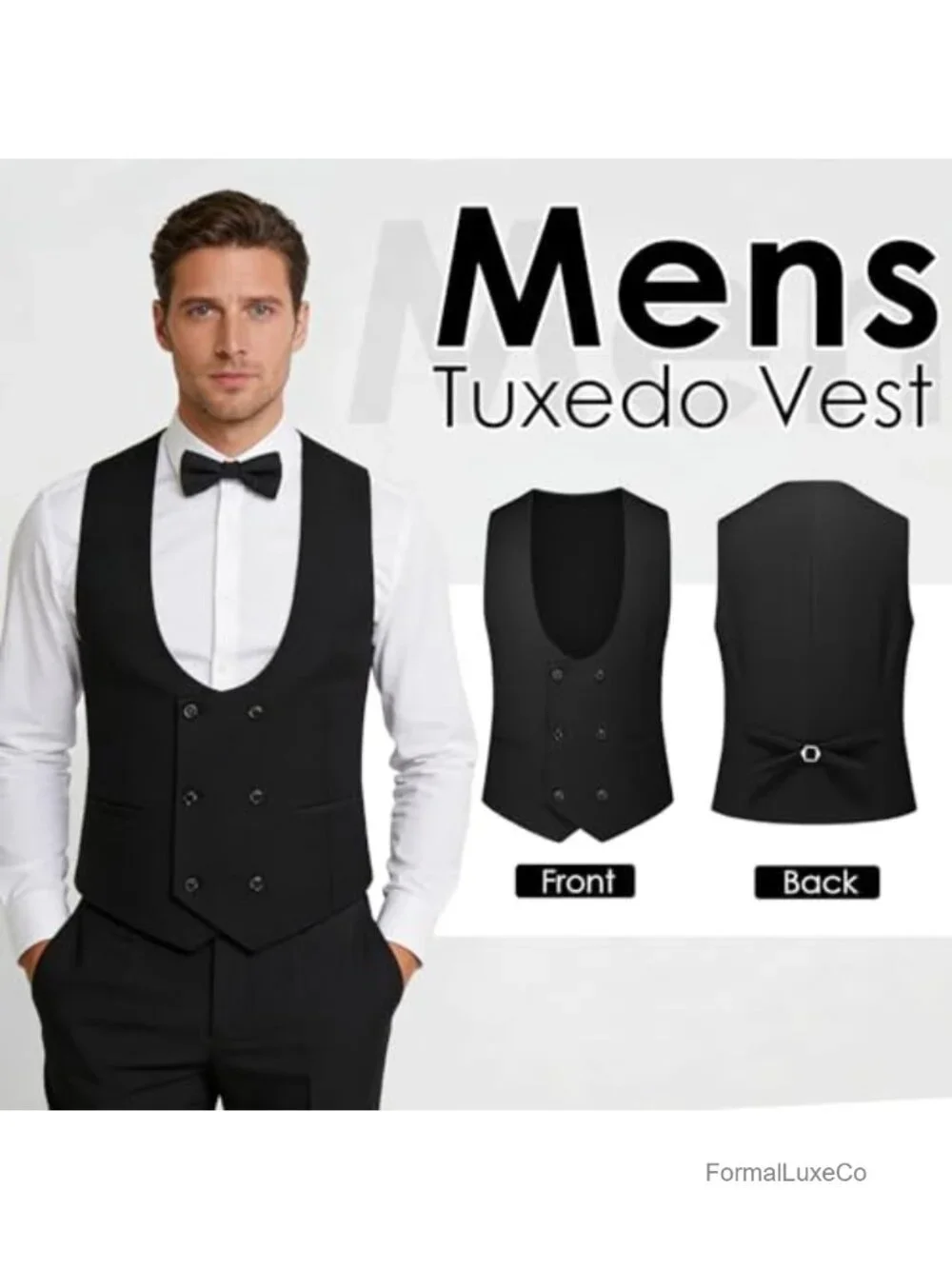 Men's 3-Piece Tuxedo Suit Shawl Lapel Double-Breasted Vest Formal Wedding Prom