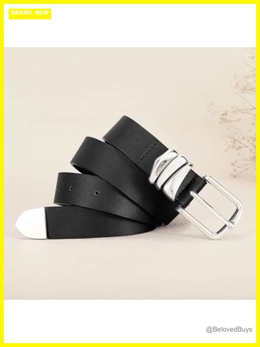 Women's Faux Leather Belt with Silver Buckle - Fashion Waist Belt for Jeans &