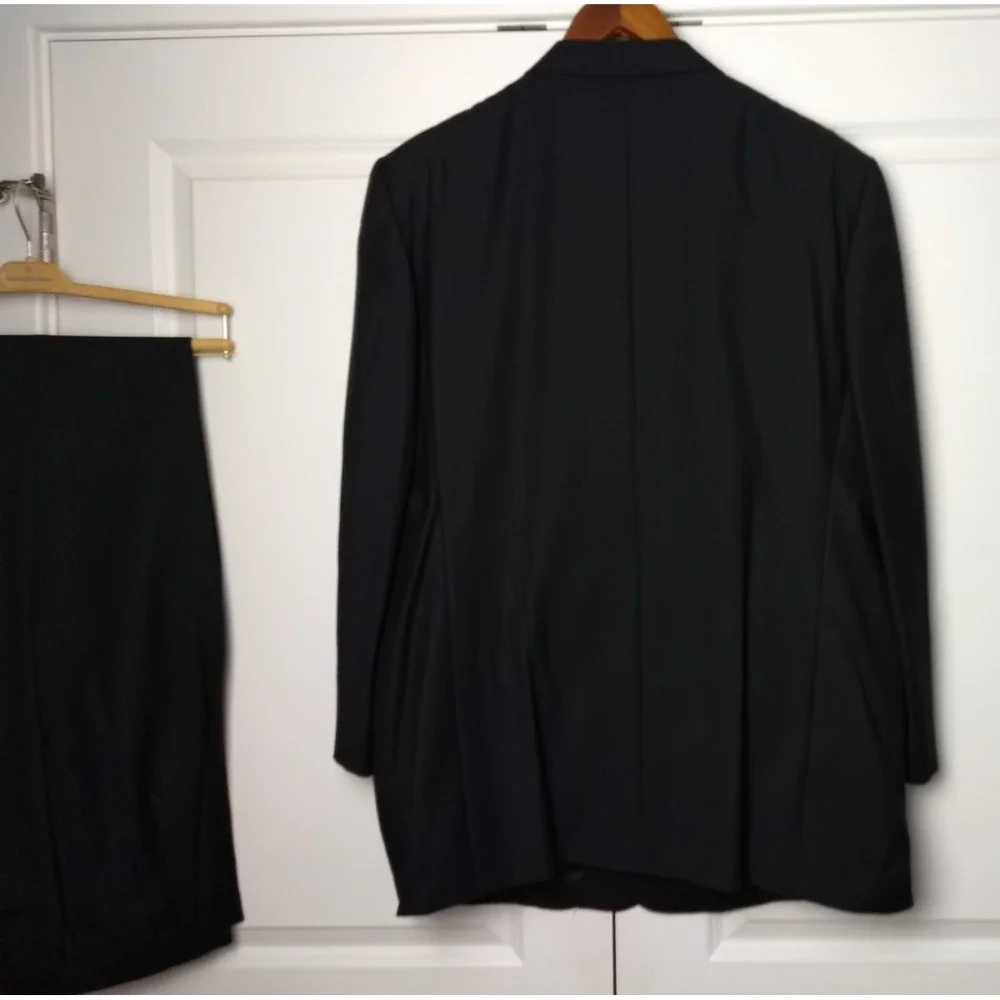 Ermenegildo Zegna Su Misura Suit 52R Black Tonal Stripe Wool Cashmere 41x30 Pnts