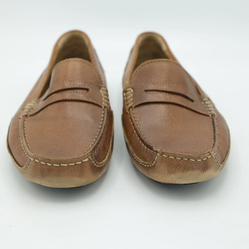 Rockport Mens M76501 Tan Brown Leather Penny Loafer Driving Shoes‎ Size 9.5 W
