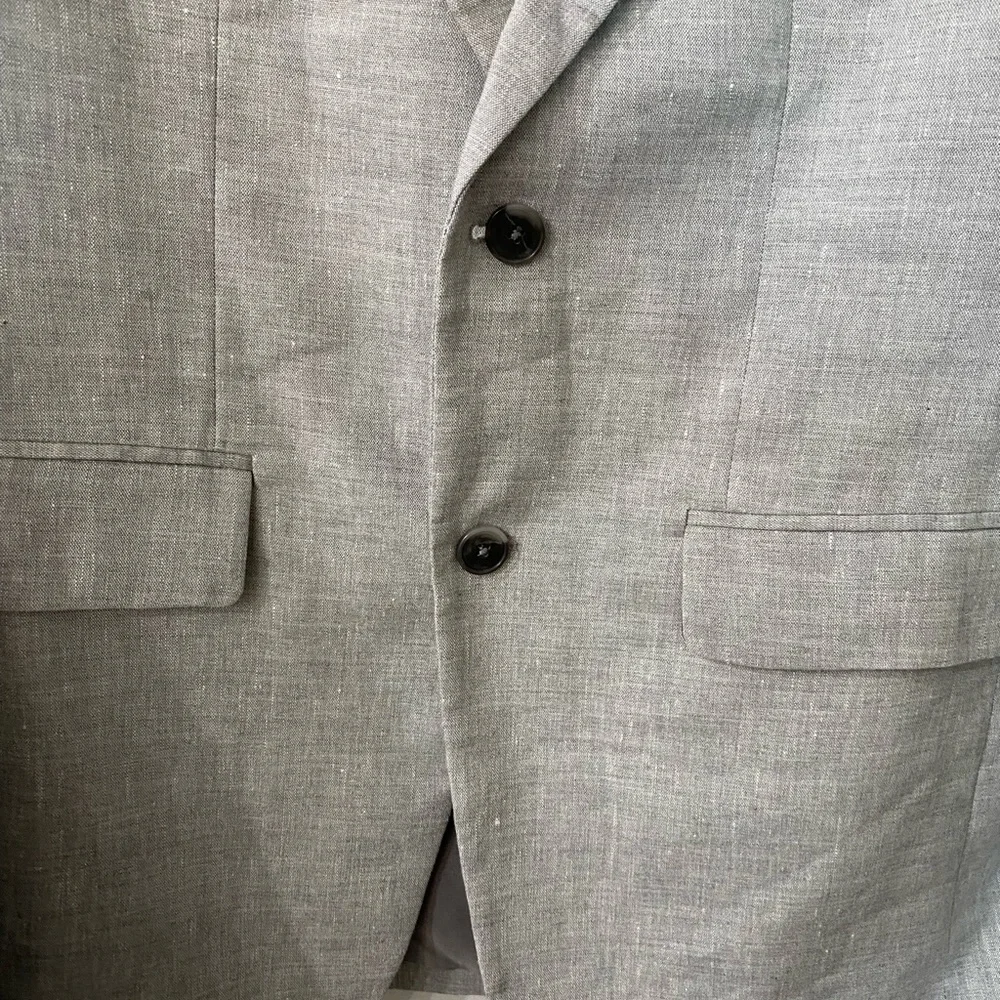Zara Two Buttons Closure Linen Blend Gray Blazer size 42