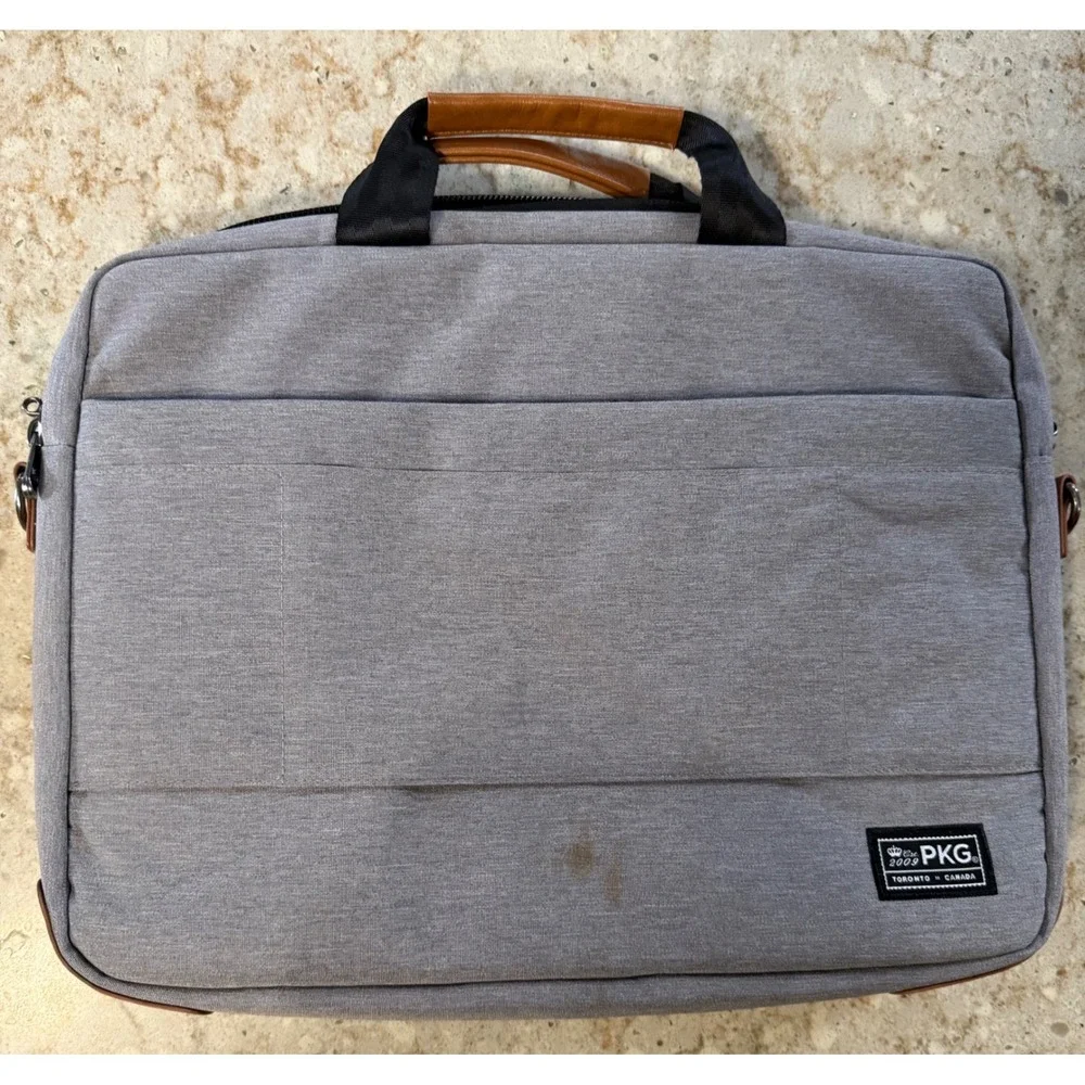 PKG Toronto Canada Laptop Briefcase‎ Heather Grey Business Messenger Bag Slim