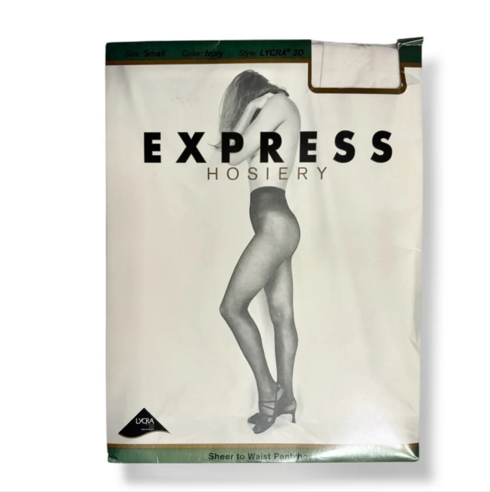 EXPRESS HOSIERY Ivory Sheer To Waist Pantyhose VINTAGE