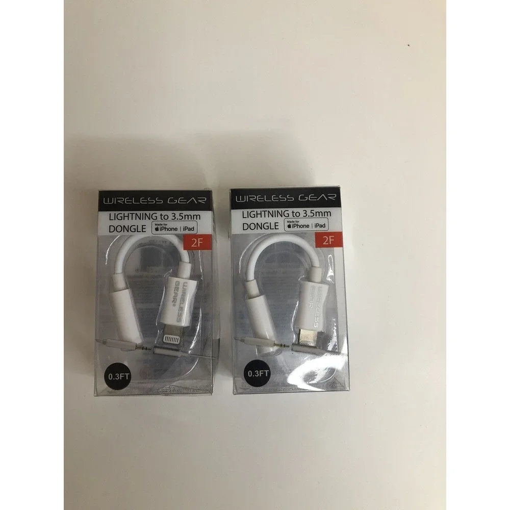 Wireless Gear 3.5mm 2F Headphone Adapter for‎ iPhone iPad #TB1119 (2-Pack)