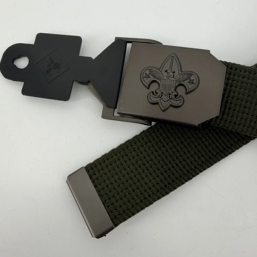 NEW Boy Scouts of America Web Belt Mens M/L 42 Green Canvas Eagle Buckle #64042
