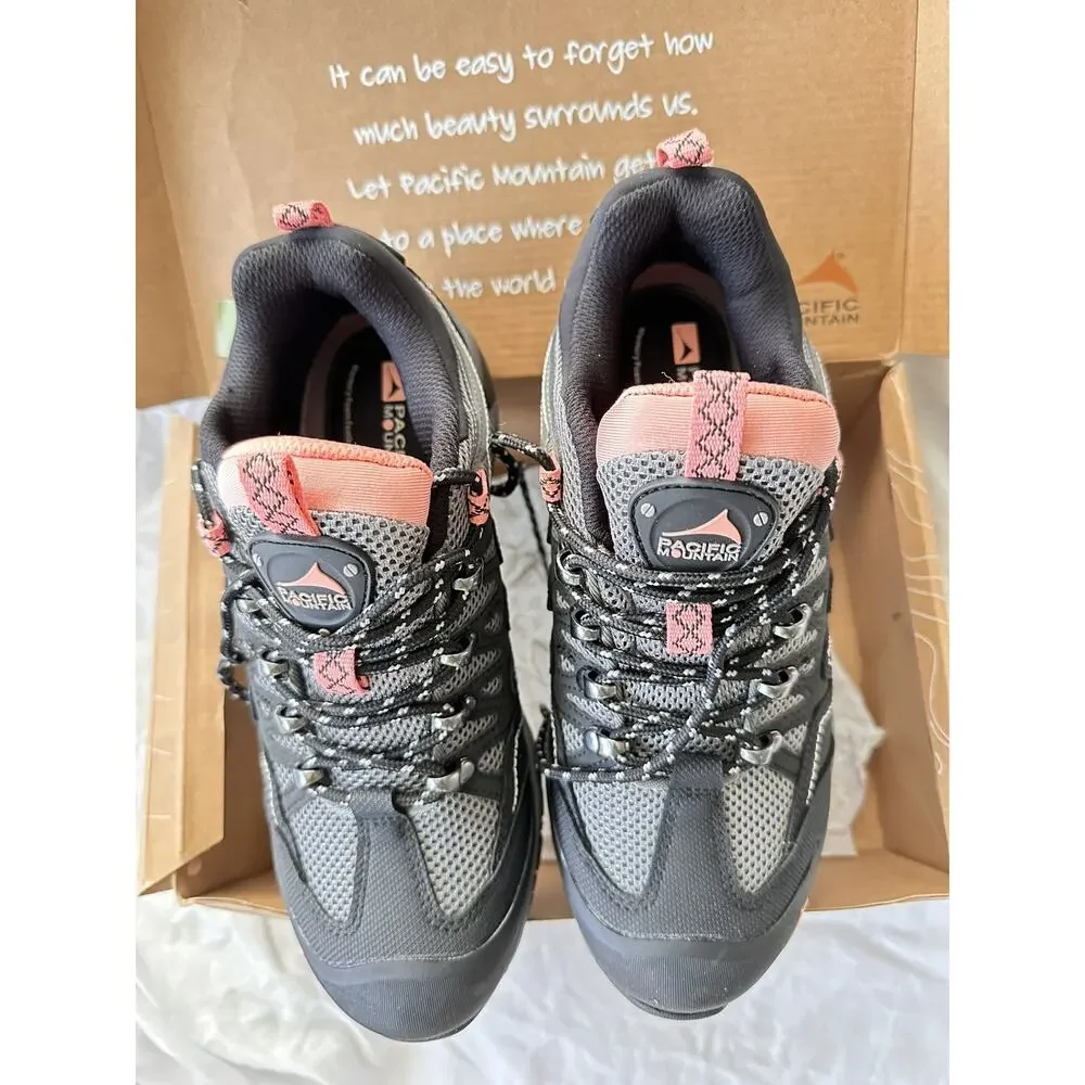 Pacific Mountain women's 7.5 Black & salmon Cheyenne Low Hiking Shoes New in box