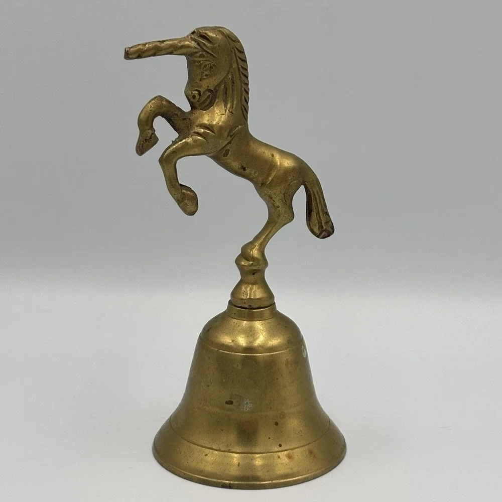 Vintage‎ Brass Bell Unicorn /Horse Fantasy Handle Collectible Vintage Bell