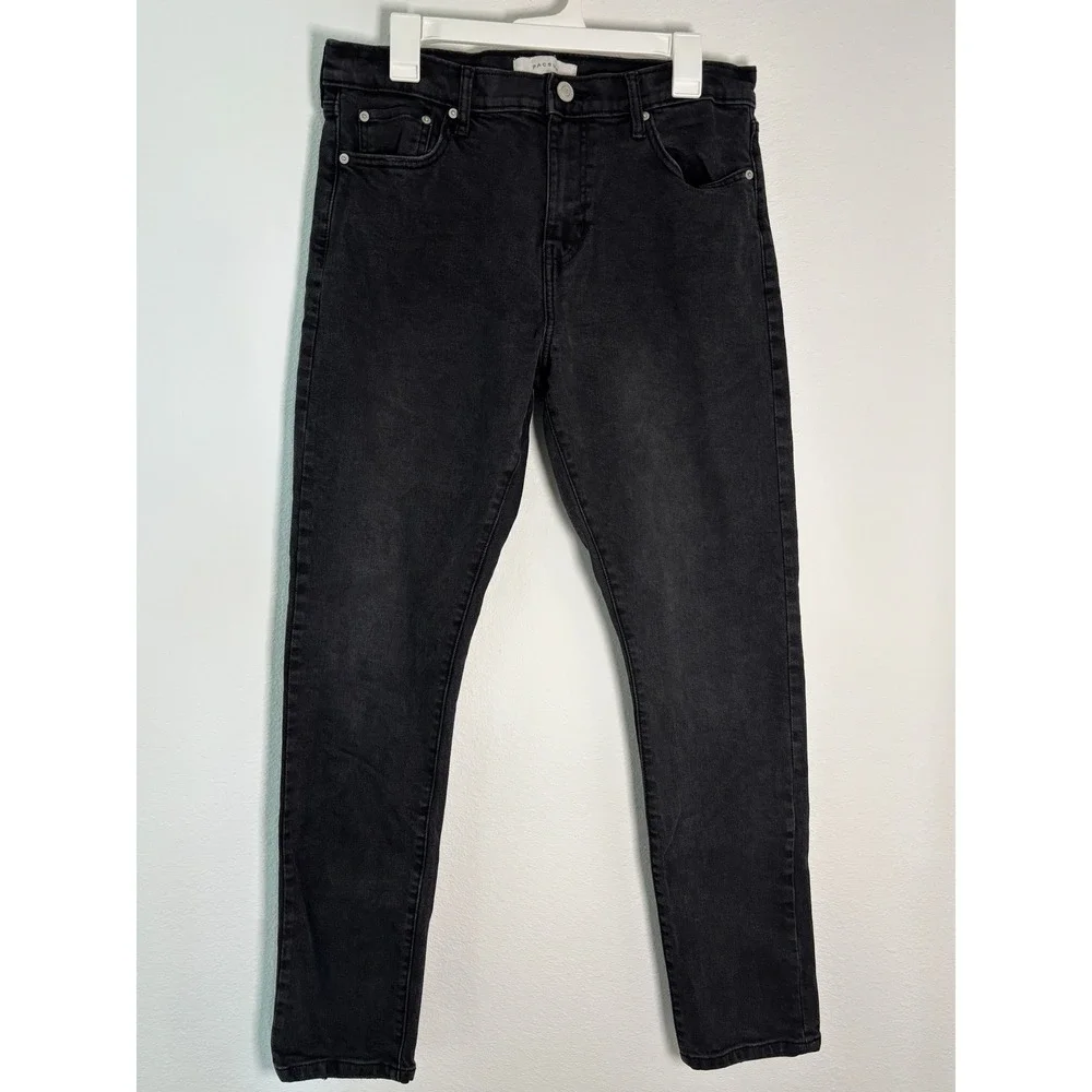 PacSun Athletic Slim Jeans Mens 32x32 Washed Black Denim Pants‎