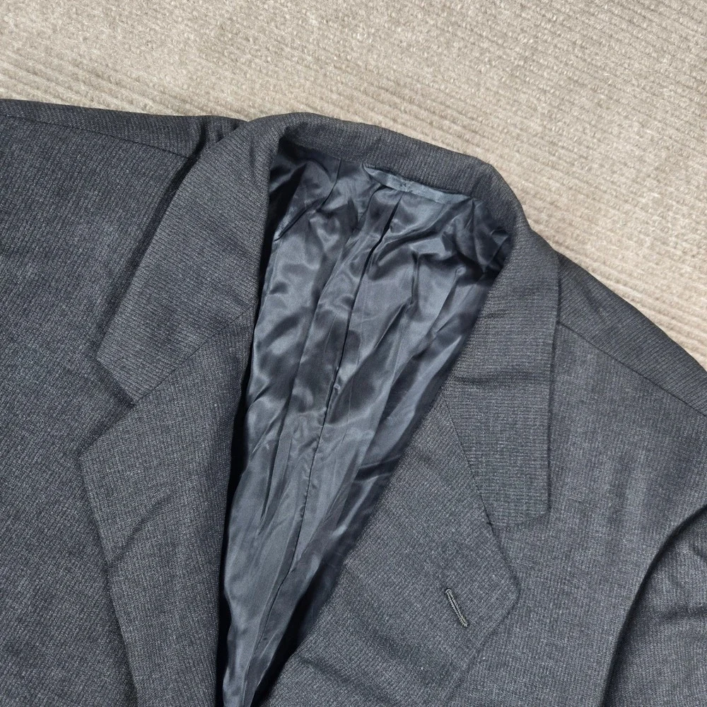 Hickey Freeman 44R Charcoal‎ Grey Micro-Pattern 100% Wool Boardroom 2-Piece Suit