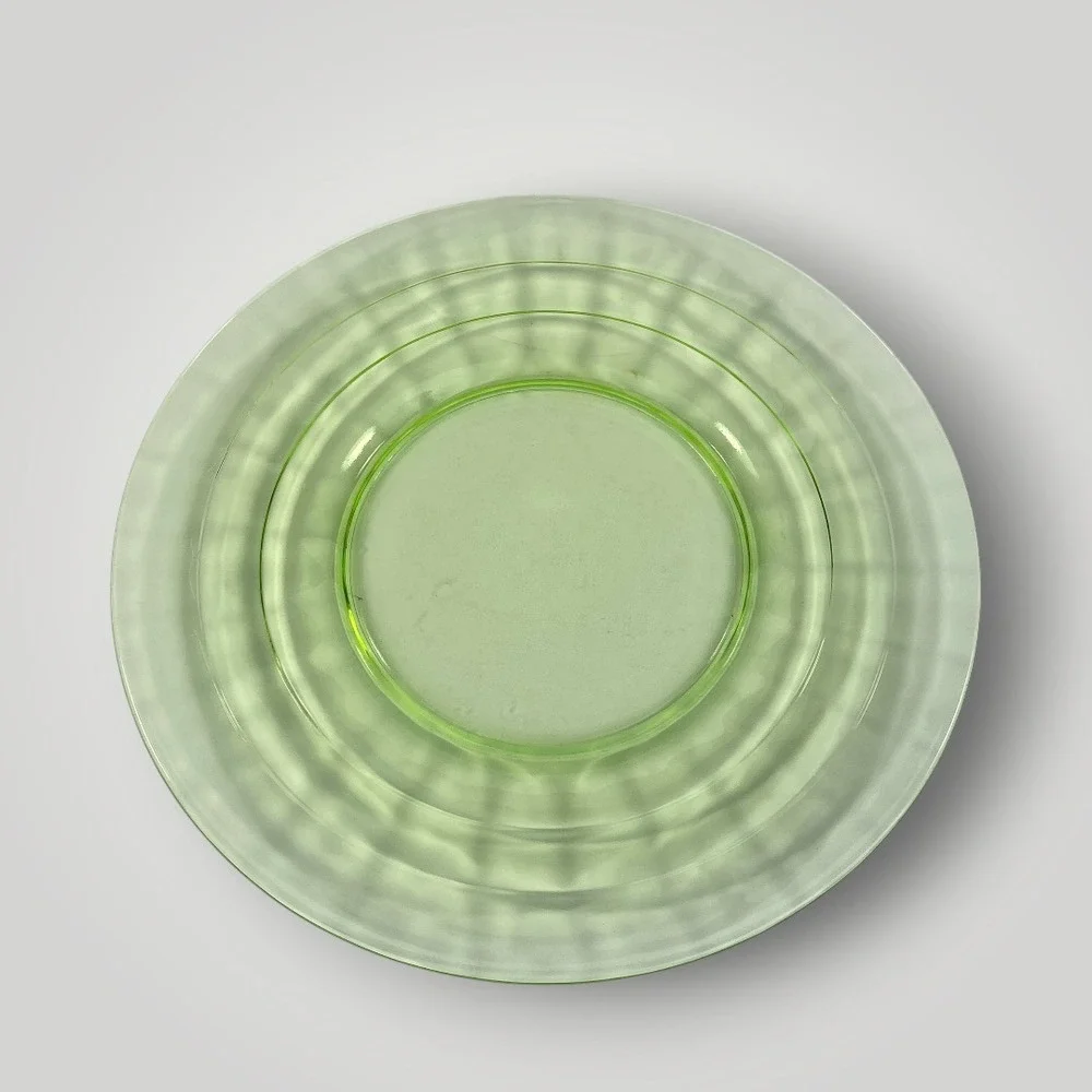 Anchor‎ Hocking Block Optic Green Plate Depression Glass 1930s