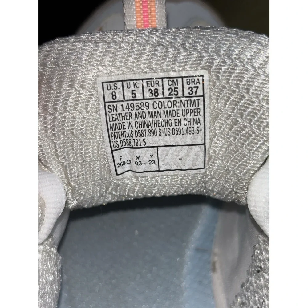 SKECHERS D'Lites Women's Memory Foam Sneaker White Peach Gray SN 149589