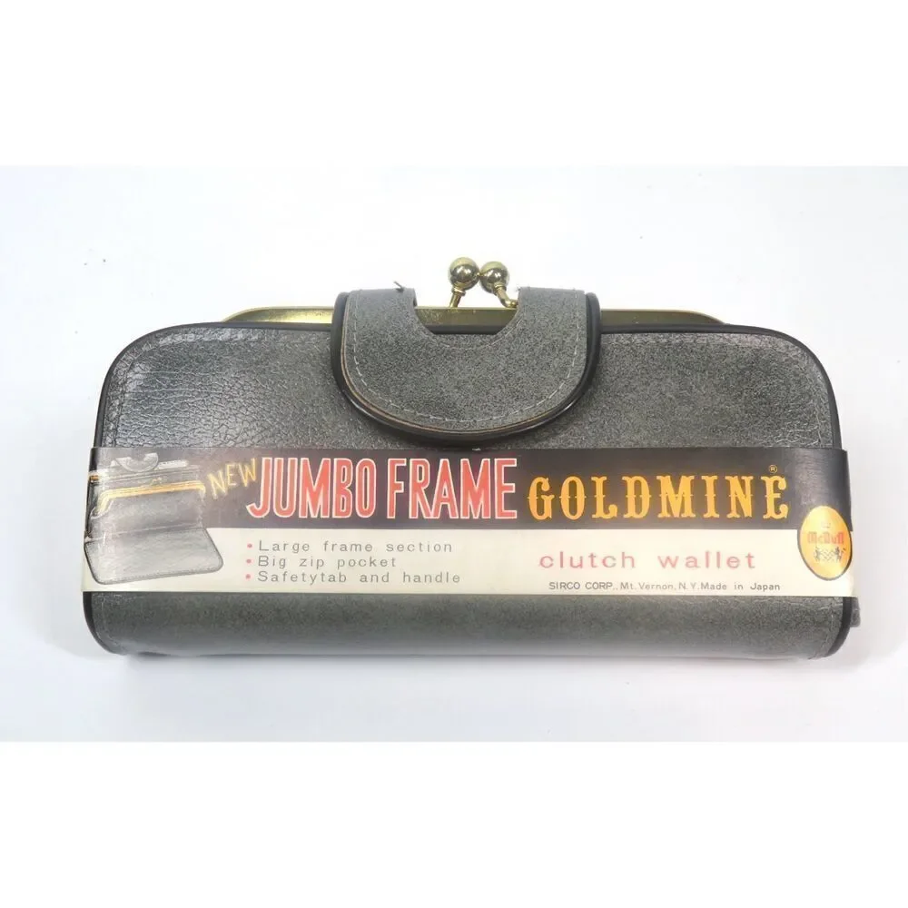 Vintage 1960s McDuff Jumbo Frame Goldmine Gray Clutch Wallet Wristlet NWT