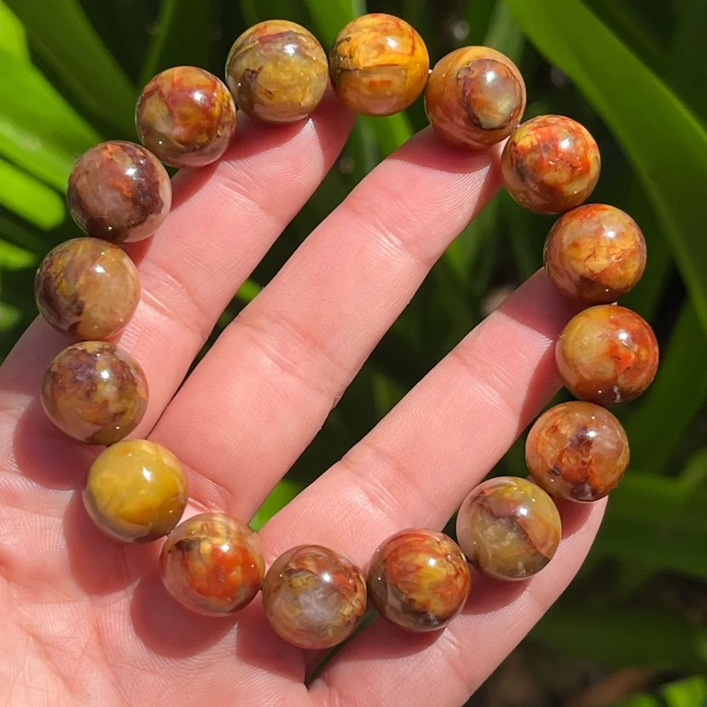 14mm chunky stretchable yellow pietersite bracelet 1927‎