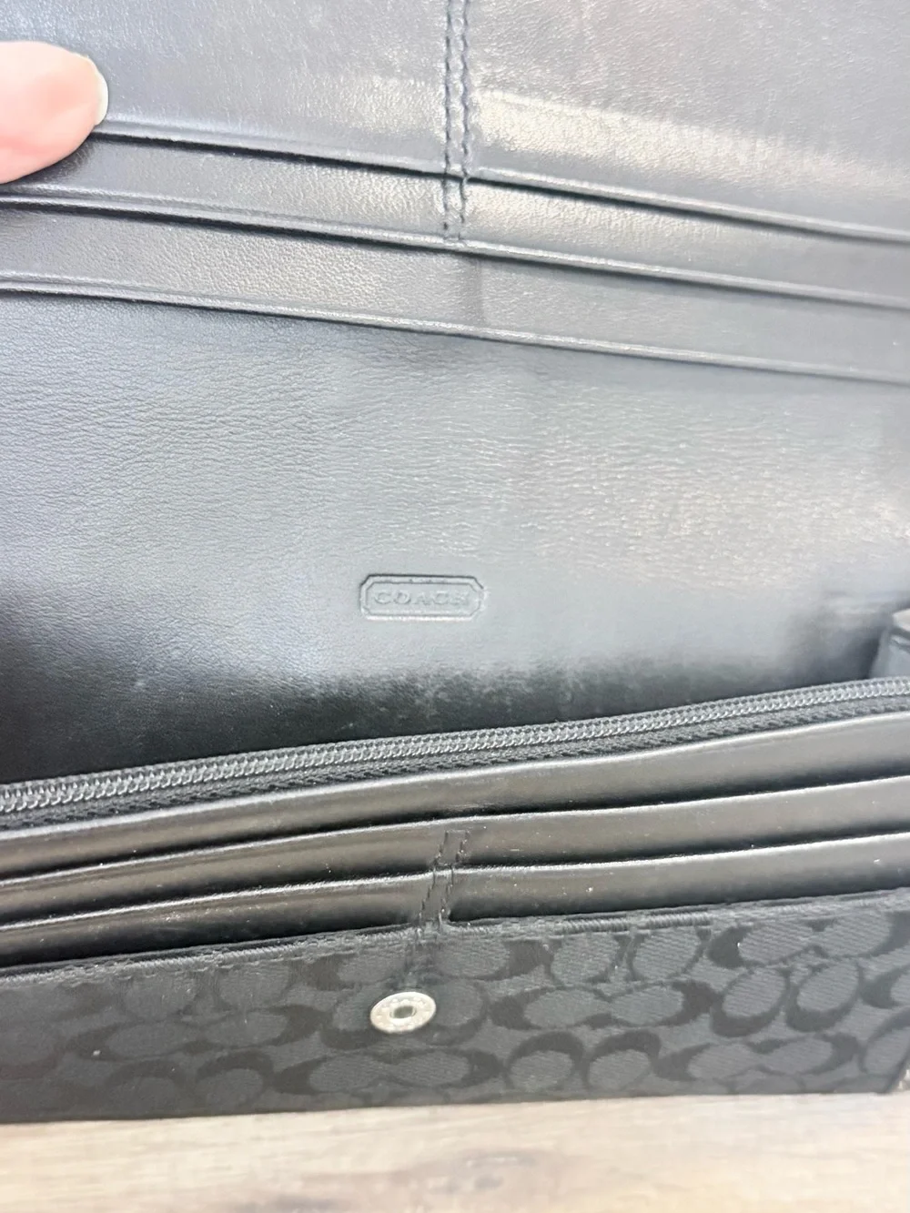 Y2K Coach Black Signature Canvas Wallet with Silver-Tone Buckle