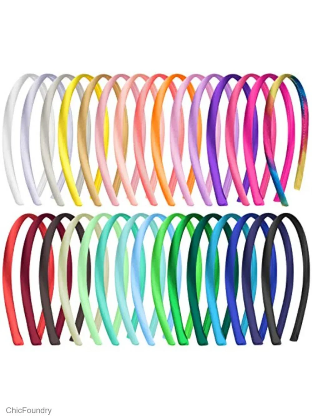 30pcs Satin Headbands Set, Wide & Stretchy Hair Accessories for Women Girls
