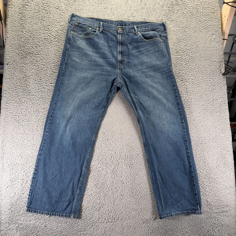 Levi's 569 Jeans Men's 42x32 Blue Cotton Denim Straight Whiskered Faded Workwear