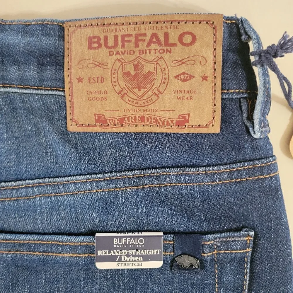 Buffalo David Bitton Men's Dark Blue Relaxed Straight Driven Jeans