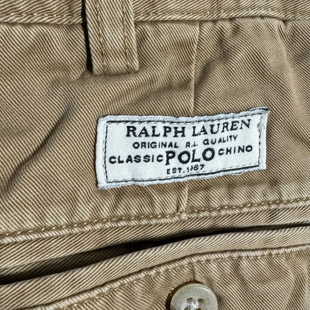 Ralph Lauren Original Classic Polo Chino Men 38/32 Tan Preppy‎ Minimal Old Money