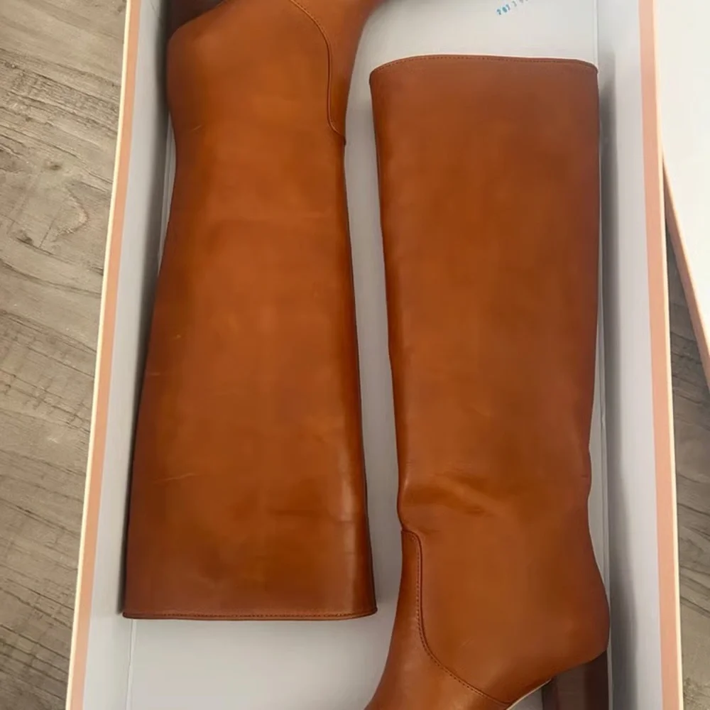Loeffler Randall Tall Over-the-Knee Leather Boots in Cognac