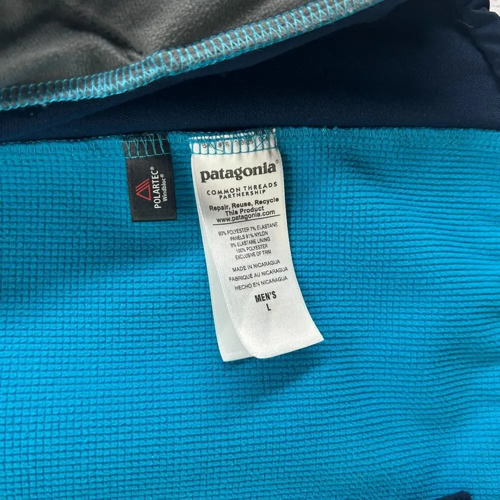 PATAGONIA Jacket Mens L Adze Hybrid Polartec Softshell Windbreaker Full Zip Blue