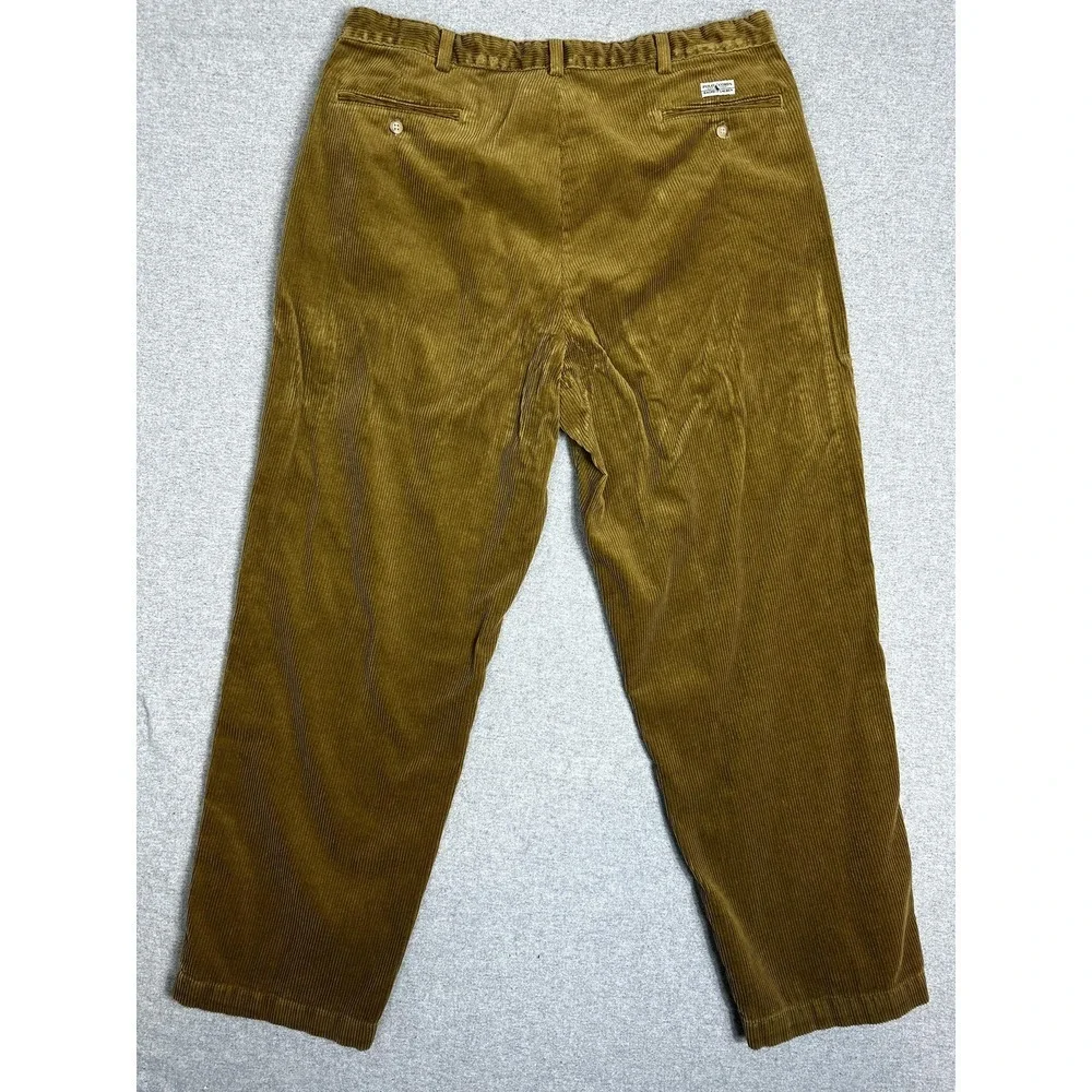 Vintage Polo Ralph Lauren‎ Corduroy Pant Mens 38x30 Gold Double Pleat Made USA