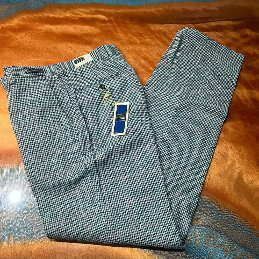 Vintage Pendleton Wool Houndstooth Country Traditionals Pants size 32 new USA