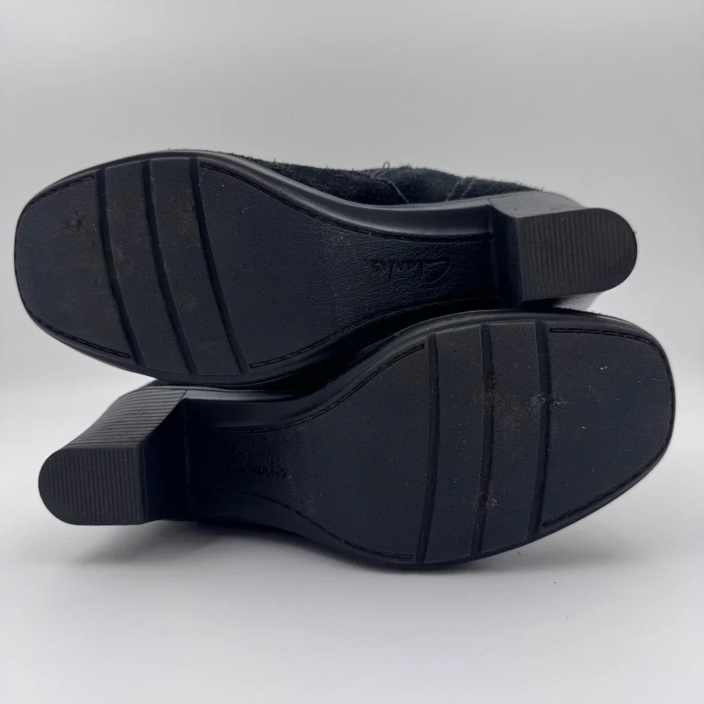 Clarks black suede