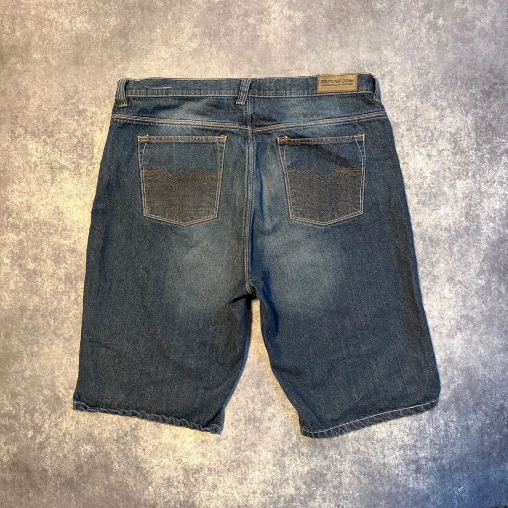 Fourcast Denim Mens Blue Jean Shorts Size 40 Dark‎ Wash Relaxed Fit Cotton