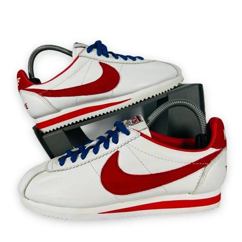 Nike ID Cortez US Soccer White Leather /‎ Red Suede 331986-997 Women's 5.5