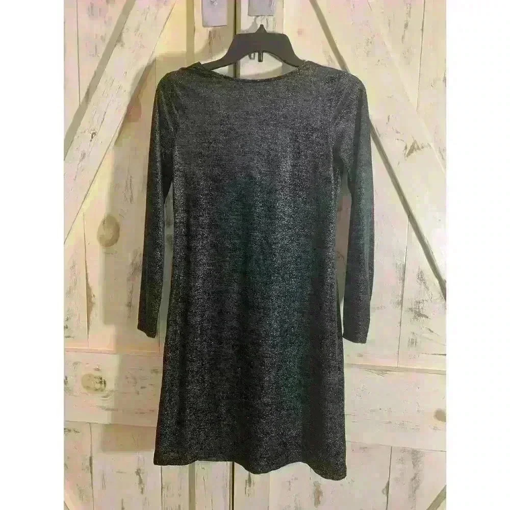 Michael Kors Petite Velvet Cowl-Back Dress Women's Black/Silver‎ Size Petite XS