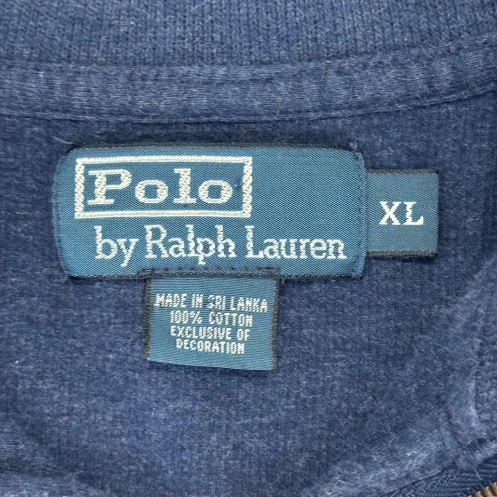 Polo Ralph Lauren Men's Quarter Zip Pullover Sweater Pony Logo Blue Size XL‎