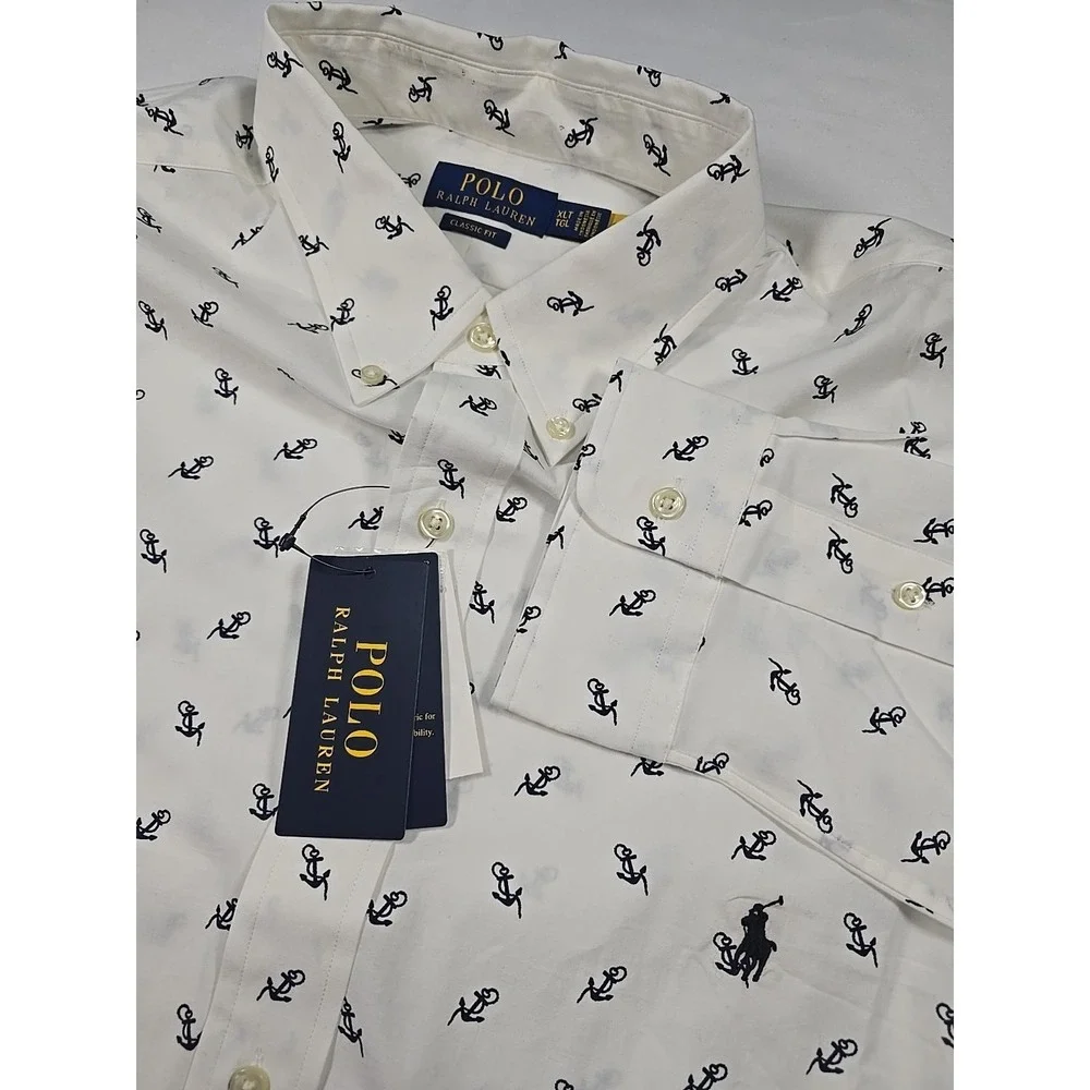 Polo Ralph Lauren‎ Mens XLT Tall Classic Fit L/S Button Down Shirt Nautical nwt