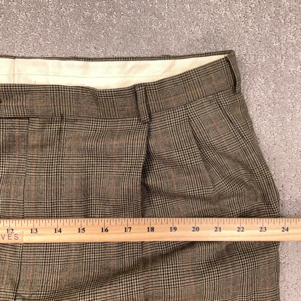 Brooks Brothers Mens‎ 38W 28L Brown Glen Plaid Career Trousers Worsted Wool