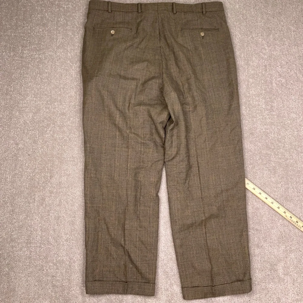 Brooks Brothers Mens‎ 38W 28L Brown Glen Plaid Career Trousers Worsted Wool