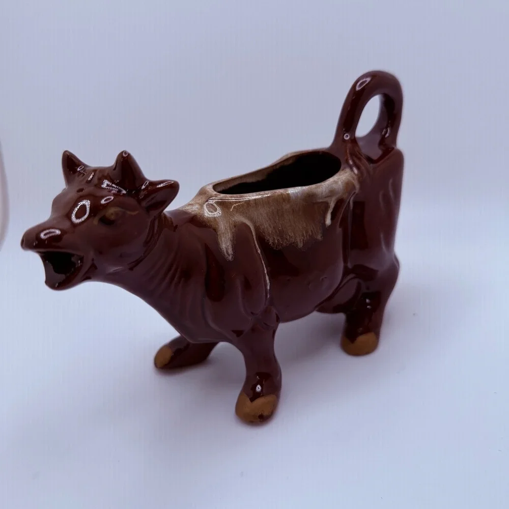 Vintage Brown Ceramic Cow Creamer Pitcher Japan Novelty Farm Kitchen Decor‎