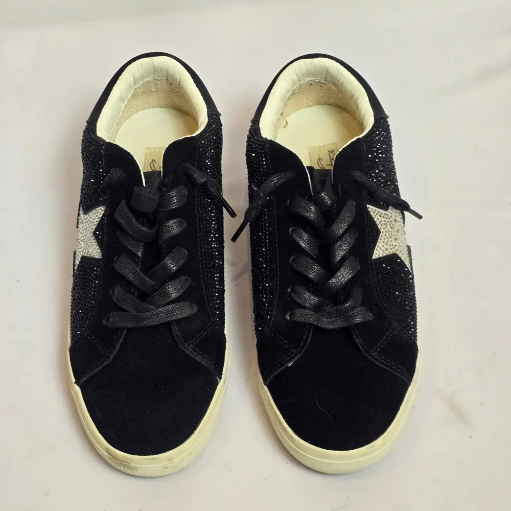 Vintage Havana Gadol Black Suede Rhinestone Star Sneakers Womens‎ Size 9 Low Top