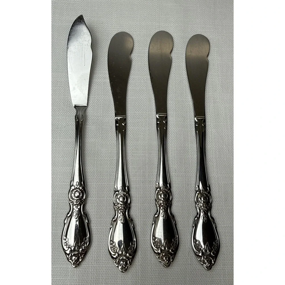 Oneida Community Plantation Knives Butter +‎ Spreader Stainless Flatware X4