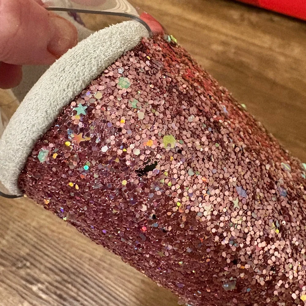 Pleaser Multicolor Glitter Platform Heels with Clear Straps