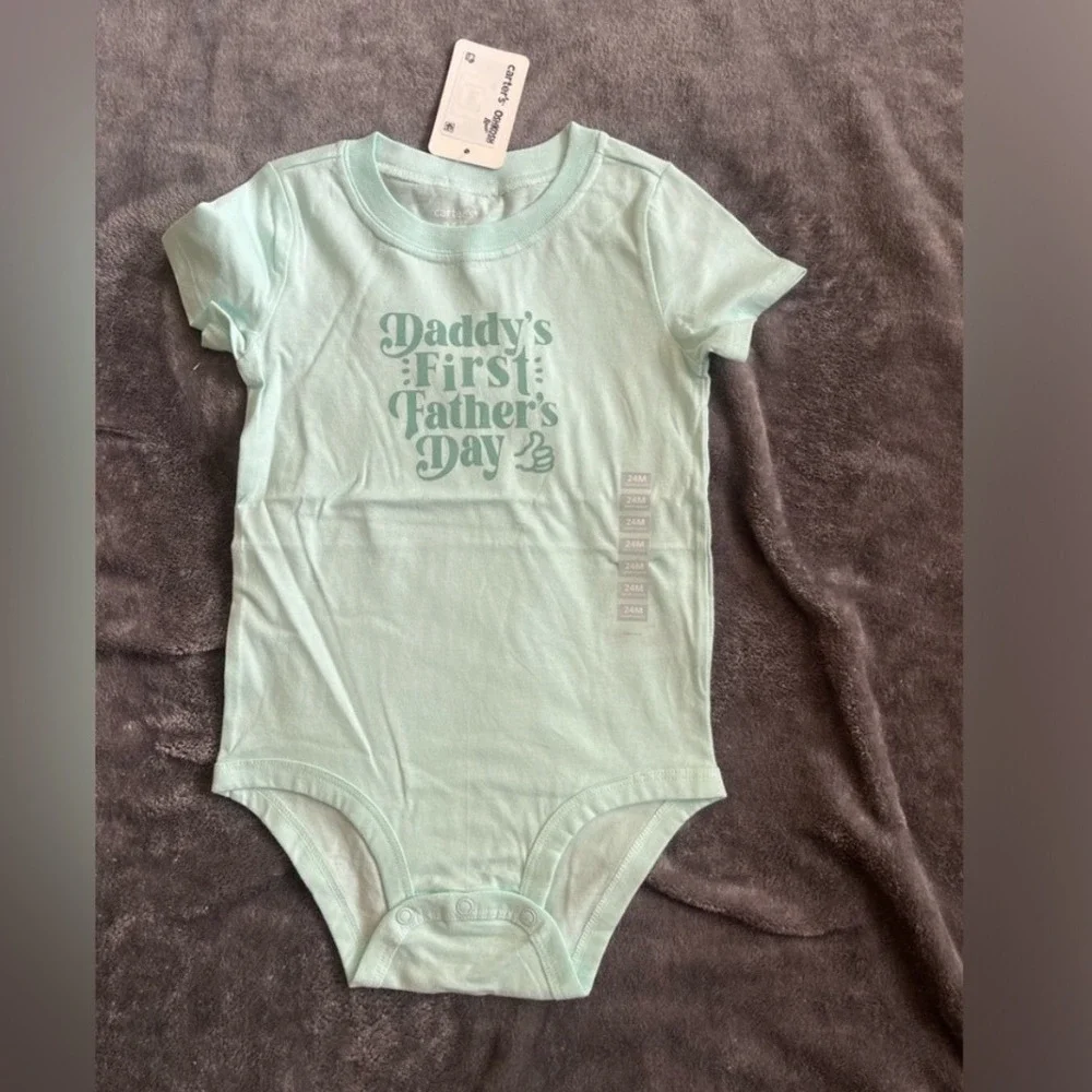 Carter's Daddy's 1st Fathers‎ Day Baby Bodysuit 3mos Mint Green NWT