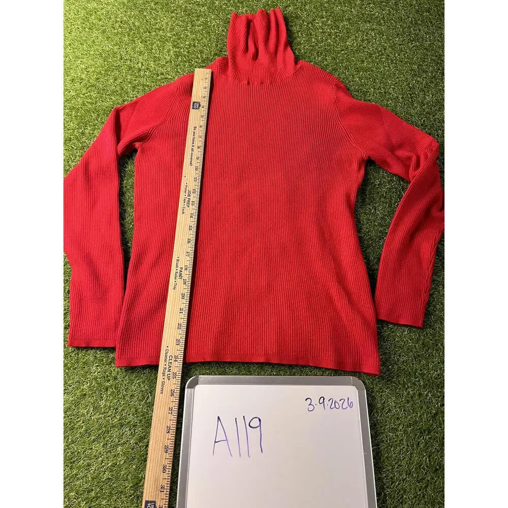 Time and Tru Women's Red Ribbed Turtleneck Sweater‎ XXL